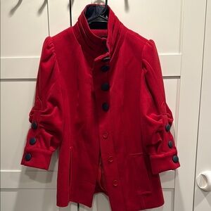 Stylish Red wool Jacket with Black Buttons